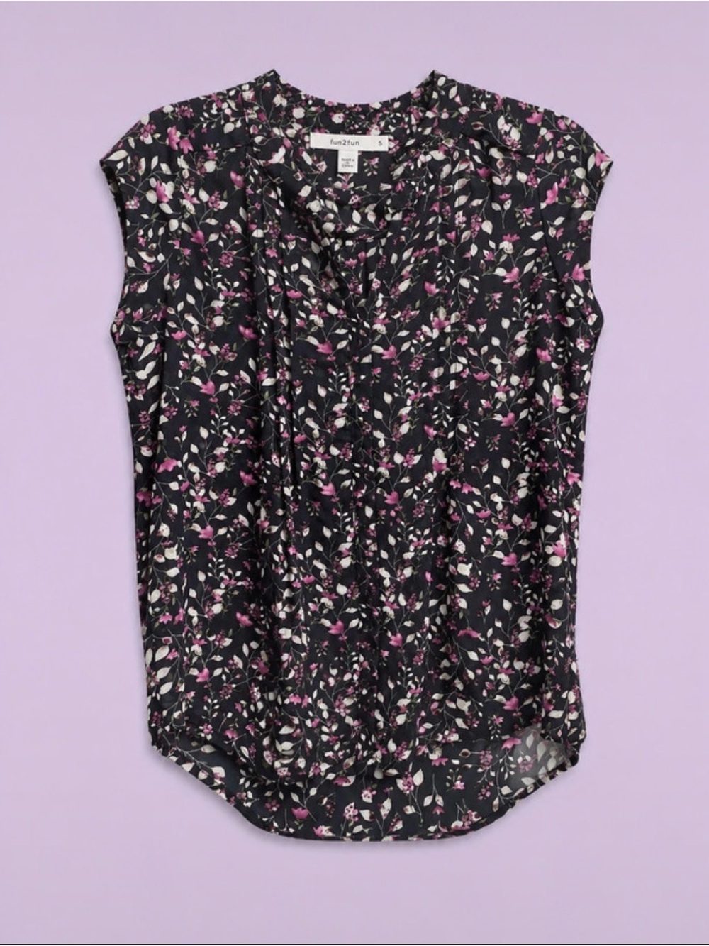 Fun2Fun Women’s Small Black Floral Sheer Blouse